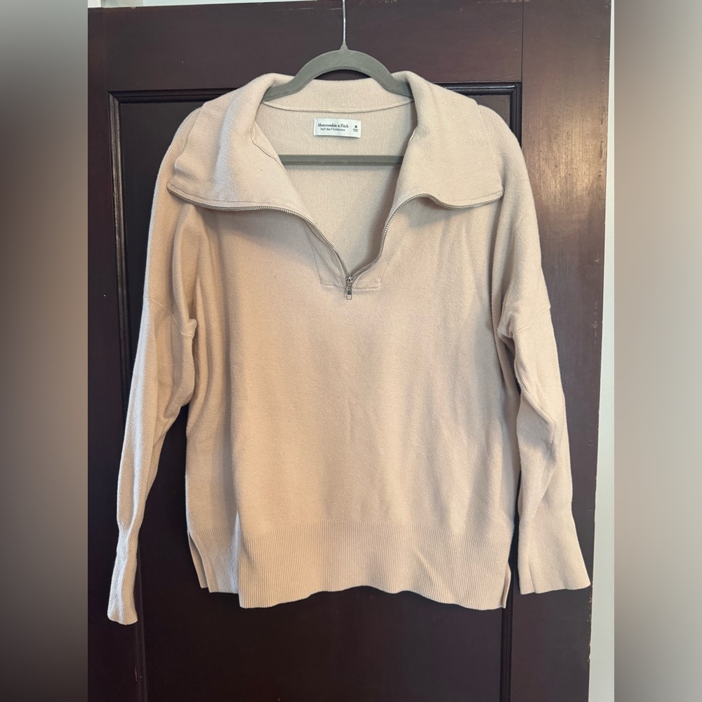 Abercrombie & Fitch Cream Quarter-Zip Sweater